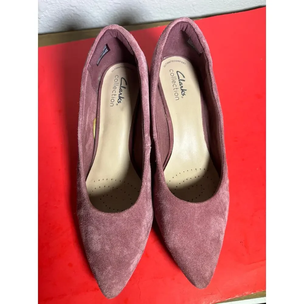 Clarks Heels Ultimate Comfort Collection Suede Blush Pink Women’s Size 8 Shoes